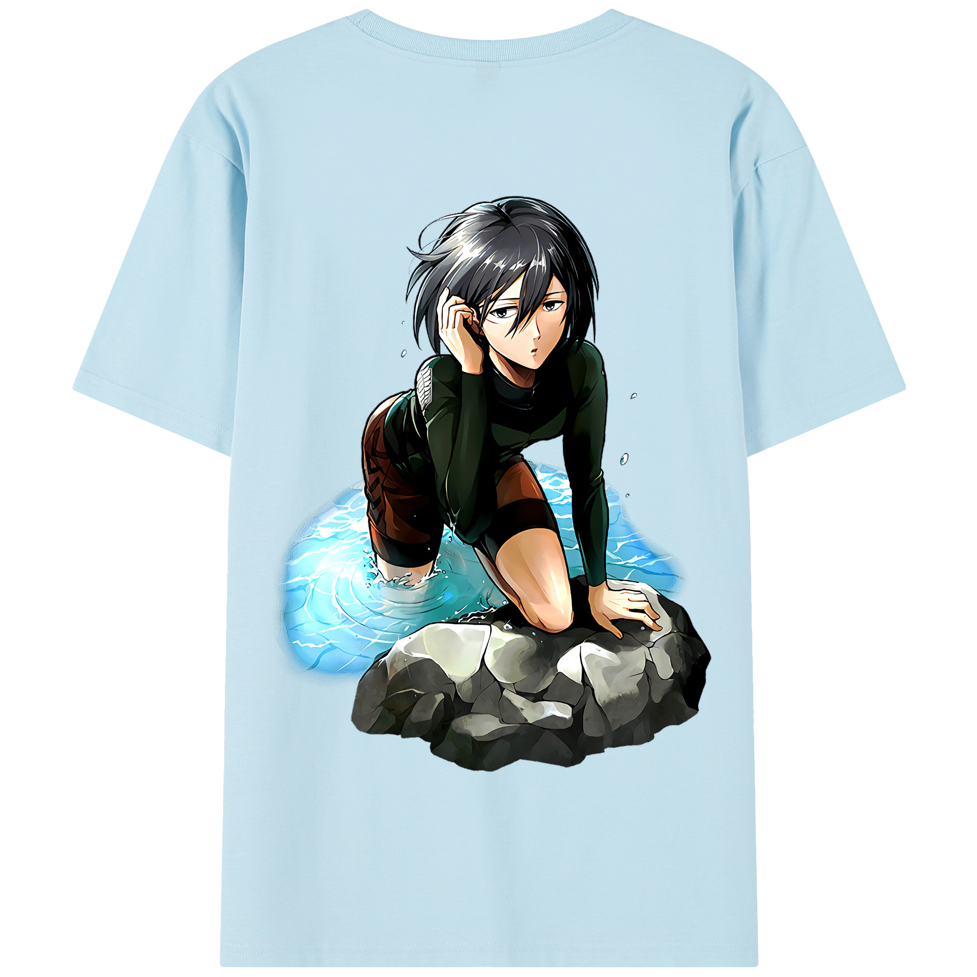 （画像用） 進撃の巨人 ミカサ·アッカーマン Attack on Titan Mikasa Ackerman 綿100％半袖Tシャツ（背面プリント）